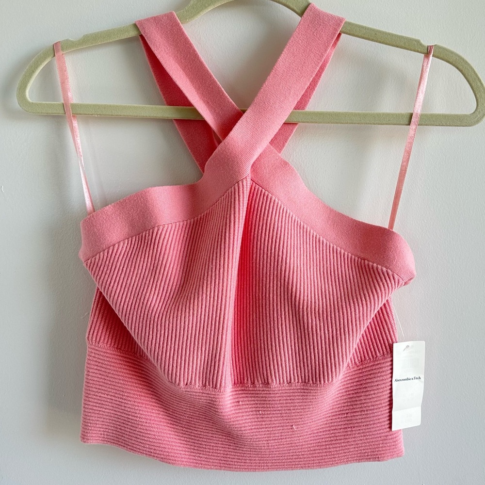 Abercrombie & Fitch Pink Ribbed Crop Top